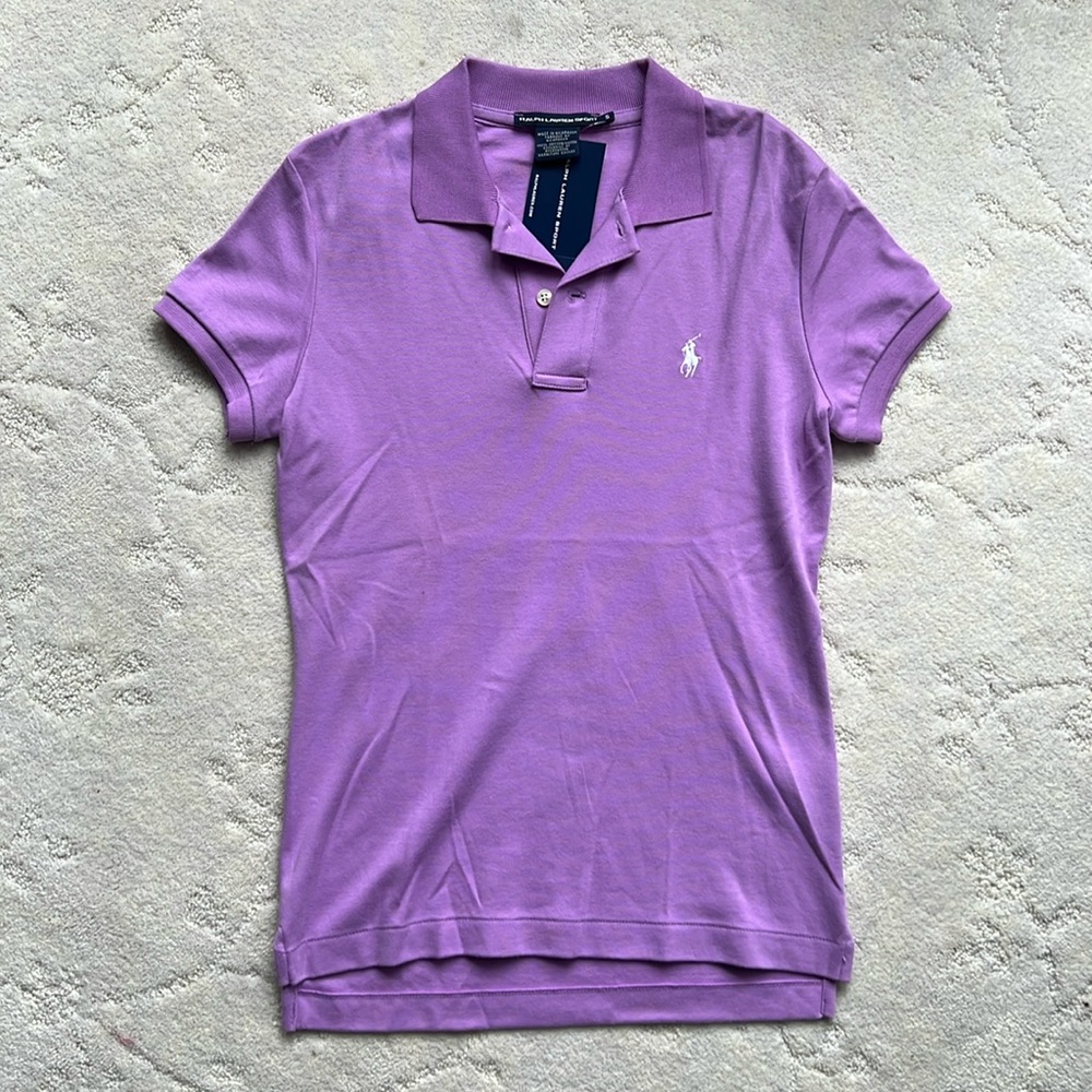 NWT Purple Ralph Lauren Polo Short Sleeve Shirt w/WHITE Embroidered Pony Logo
